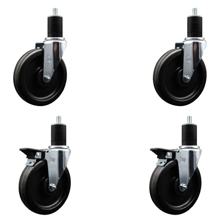 Service Caster 6'' Phenolic Wheel Swivel 1-3/4'' Expand Stem Caster Set 2 Brakes, 4PK SCC-EX20S615-PHS-2-PLB-2-134